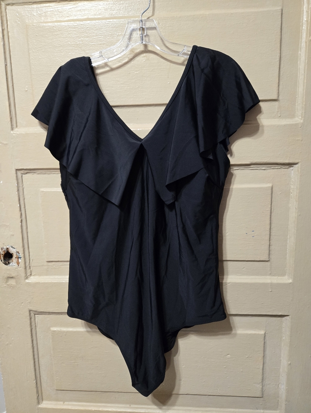 Tempt Me One Piece Black V-Neck Ruffle Sleeve Bathing Suit NWT Size: 18W